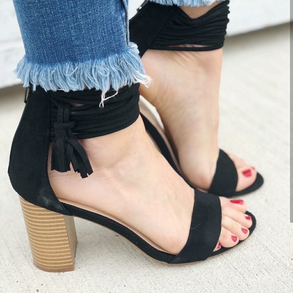 Black block heels